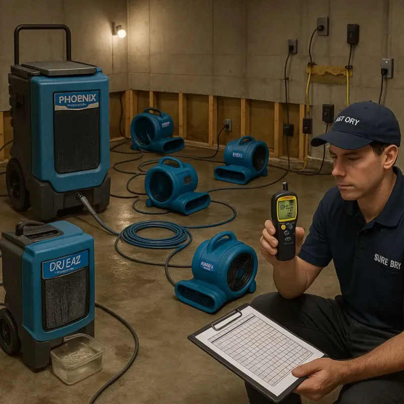 Structural Drying and Dehumidification process in Carrier Mills, IL